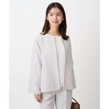 【小さいサイズ】ダブルクロス テントラインノーカラージャケット/セットアップ対応/防シワ/ストレッチ