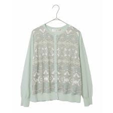 [アンサンブル対応]レーシーオーナメントプリントカーディガン