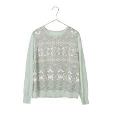 [アンサンブル対応]レーシーオーナメントプリントトップス