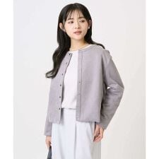 【小さいサイズ】フェイクスウェード ドット釦ジャケット/洗える