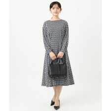 【小さいサイズ】[イージーケア]幾何柄ジャージーワンピース/洗濯機で洗える