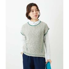 コットンリネンニットベスト
