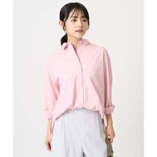 【小さいサイズ】コットン混ベーシックシャツ（無地）/接触冷感/防シワ/洗濯機で洗える