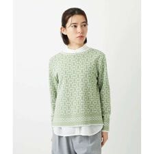 [日本製]レース柄ジャカードニットプルオーバー