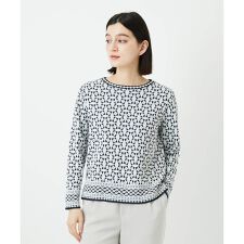 [日本製]レース柄ジャカードニットプルオーバー