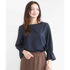 【小さいサイズ】[SANAGARAシリーズ]デニムライク キャンディースリーブブラウス/接触冷感/U