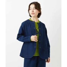 [セットアップ対応]二重織ガーゼデニム製品染めブルゾン