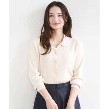 【小さいサイズ】襟付きニットプルオーバー/洗える