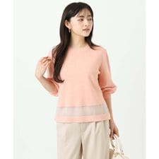 【小さいサイズ】シアー切替えニット/洗える