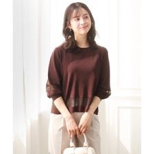 【小さいサイズ】シアー切替えニット/洗える