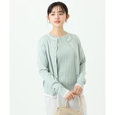 【小さいサイズ】配色デザインカラーニットアンサンブル/洗える