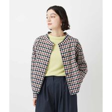 塩縮ギンガムプリントブラウス