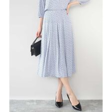 【小さいサイズ】幾何柄ジャージータックスカート/洗濯機で洗える