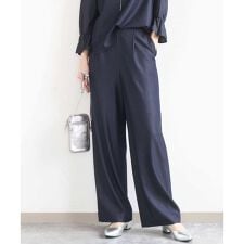 【小さいサイズ】[SANAGARAシリーズ]デニムライク ワイドパンツ/接触冷感/UVカット/洗濯機