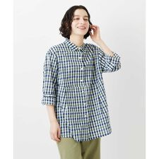塩縮ギンガムプリントチュニックブラウス