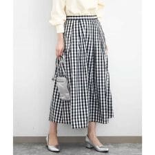 【小さいサイズ】タックフレアスカート（ギンガムチェック）/洗濯機で洗える