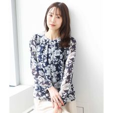 【小さいサイズ】花柄シフォンブラウス/洗濯機で洗える