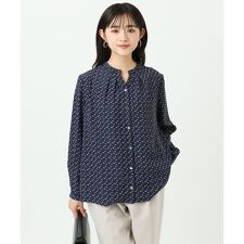 【小さいサイズ】ミニトライアングル幾何柄ブラウス/接触冷感/UVカット/洗濯機で洗える