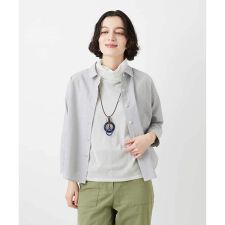 [日本製]コットンシャーリングストライプブラウス