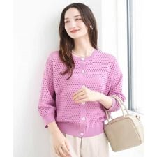 【小さいサイズ】アイレット編みニット/前後2way/洗える