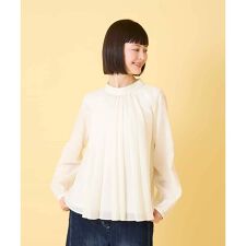 【小さいサイズ】スタンドカラーかまぼこプリーツブラウス