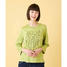 【小さいサイズ】サボテン刺繍コットンTシャツ