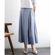 [小さいサイズ]デニムライクシャンブレー Aラインスカート