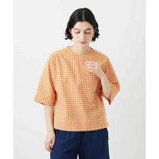 ステッチギンガムチェックプルオーバーブラウス