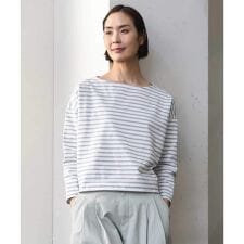 [小さいサイズ]タックデザイン バスクボーダーTシャツ