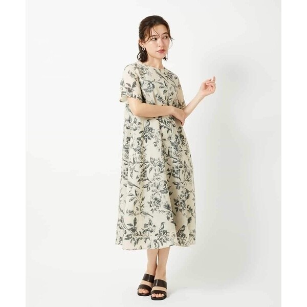 淡彩フラワープリントワンピース