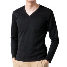 Tシャツ メンズ 長袖 Vネック トップス インナー ストレッチ ロンT 長T バイアス ストライプ