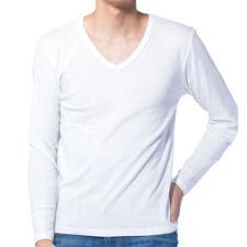tシャツ メンズ 無地 Vネック Uネック ストレッチ インナー 長袖 7分袖 ロンT 選べる袖丈