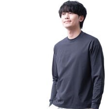 長袖 tシャツ メンズ 衿高 テフロン加工 撥水 防汚 Tシャツ クルーネック 長袖シャツ