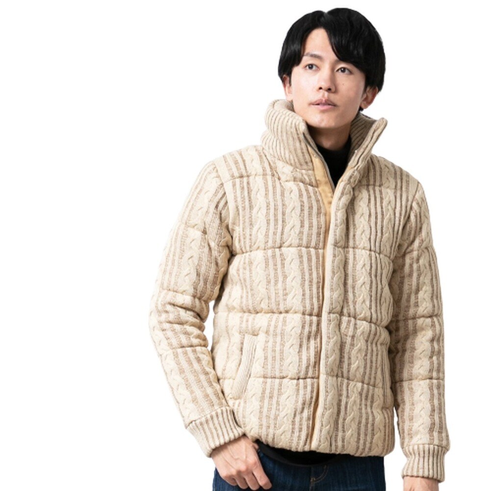中綿ジャケット メンズ 冬 ニット アウター ジャンパー ジャケット ブルゾン 暖かい スタンドカラー  1253-53 中綿ジャケット メンズ 冬 ニット アウター ジャンパー ジャケット