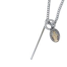 メンズ アクセサリー ネックレス クロス スティック メダル 3連 モチーフ チェーン シンプル