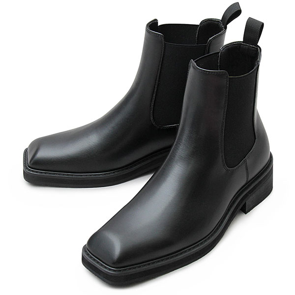 サイドゴアブーツ スクエアトゥ メンズブーツ チェルシーブーツ