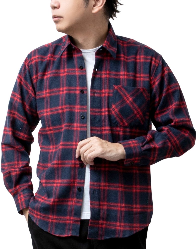チェックシャツ メンズ 長袖 秋冬 トップス カジュアルシャツ 綿