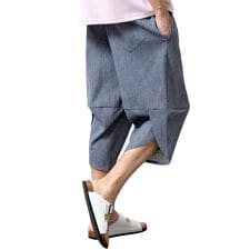 サルエルパンツ メンズ 春夏 ゆったり 涼しい 麻 パンツ 接触冷感 ストレッチ 7分丈 ワイド