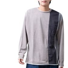 tシャツ メンズ 長袖 トップス 長袖シャツ 秋冬 フェイクレイヤード 重ね着風 Tシャツ