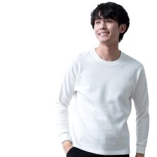 Tシャツ メンズ 半袖 長袖 ワッフル オーガニックコットン 綿100 クルーネック
