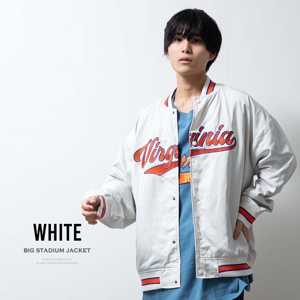 スタジャン メンズ オーバーサイズ 刺繍 スタジアムジャンパー