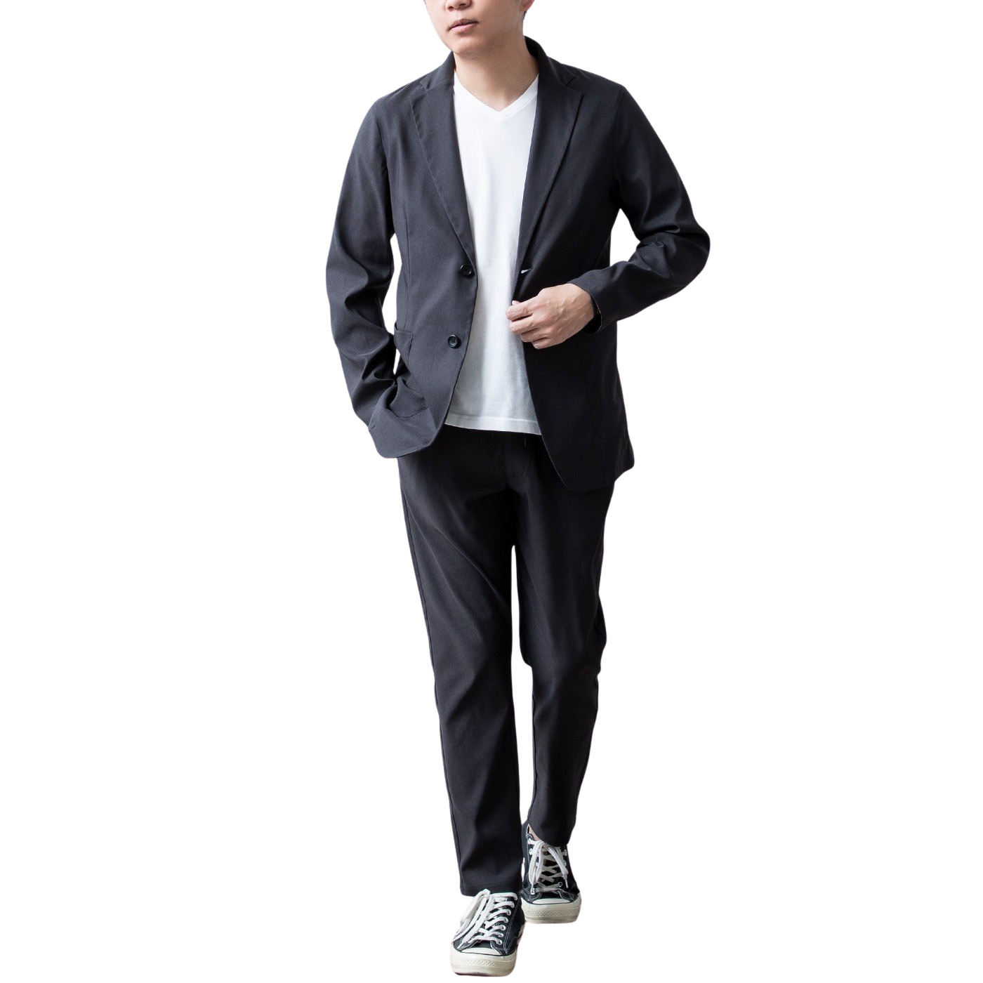 洗える2釦ジャケット】ネイビー×コーデュロイ ストレッチ