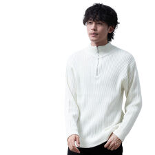 ニット メンズ 長袖 ハーフジップ スタンドカラー 立ち襟 リブ編み リブニット ニットソー