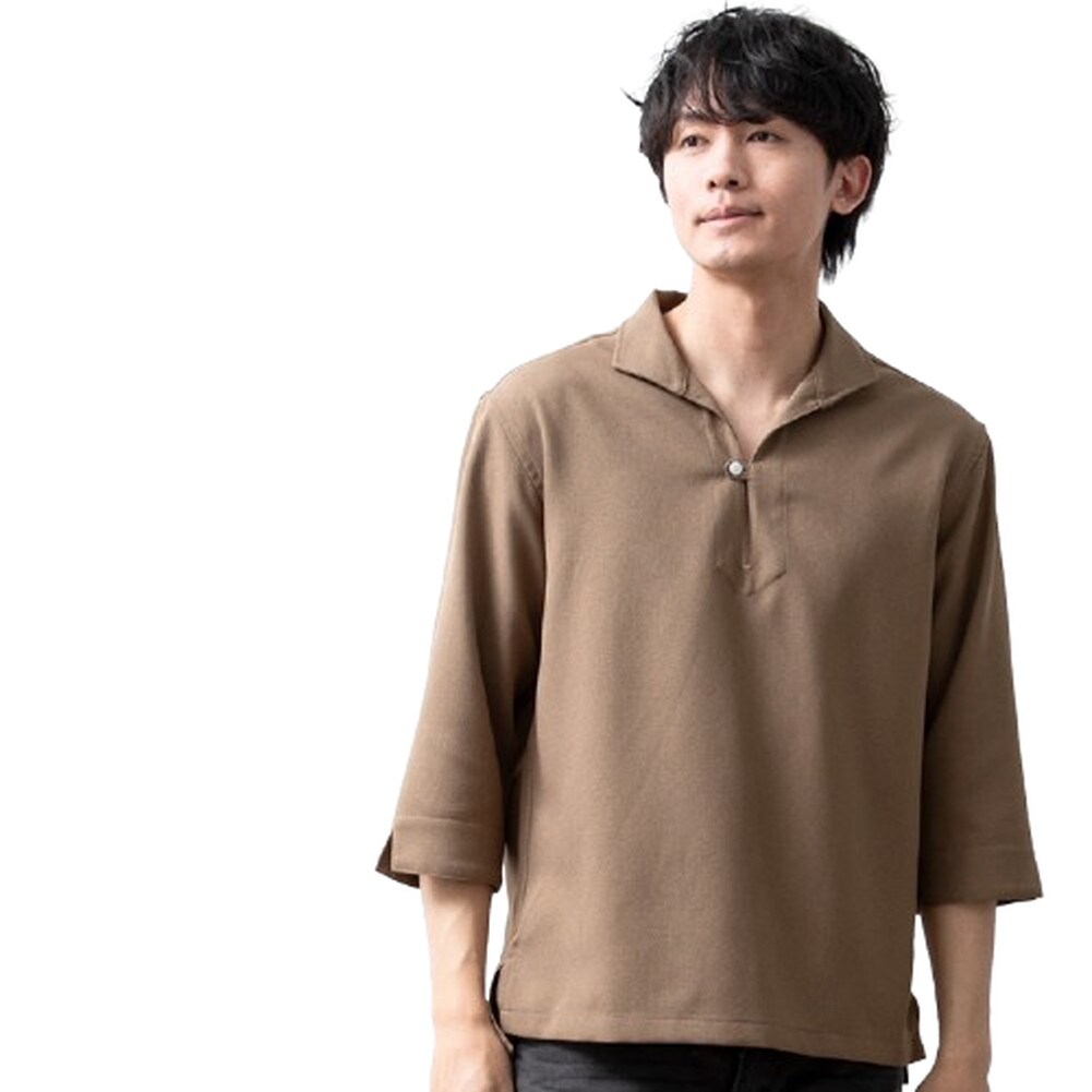 シャツ メンズ 7分袖 カプリシャツ ドライ パナマ織 涼しい 接触冷感 七分袖 メンズシャツ