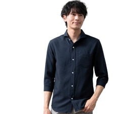 シャツ メンズ 接触冷感 パナマ織り 7分袖 メンズシャツ 涼しい 七分袖 春夏 カジュアルシャツ