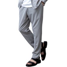 テーパードパンツ メンズ イージーパンツ カットジョーゼット ストレッチ 梨地 パンツ