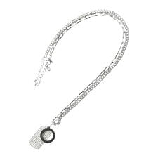 ネックレス メンズ シルバー おしゃれ リング プレート ラインストーン チェーンネックレス