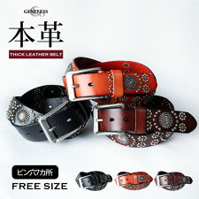 ジェネレス(geneless)のレザー ベルト メンズ スタッズ 本革 スタッズベルト レザーベルト カジュアル アメカジ 革
