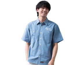 シャツ メンズ 半袖 オックスシャツ ディッキーズ 胸ポケット 半袖シャツ GENUINE 刺繍