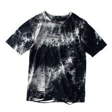 メンズ 夏 ロング丈 ムラ染め ロングTシャツ 半袖 ビジュアル系 シャツ ヴィジュアル系